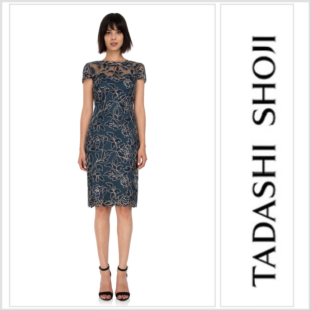 🦋Tadashi Shoji Halona Embroidered Lace Sheath Dress